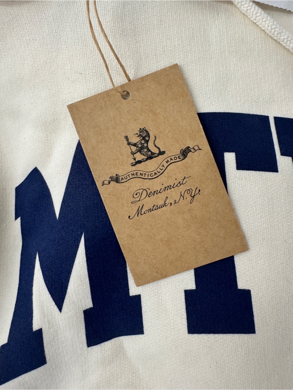MTK Cropped Hoodie Sweatshirt - Cream/Navy - Picture 6 of 7